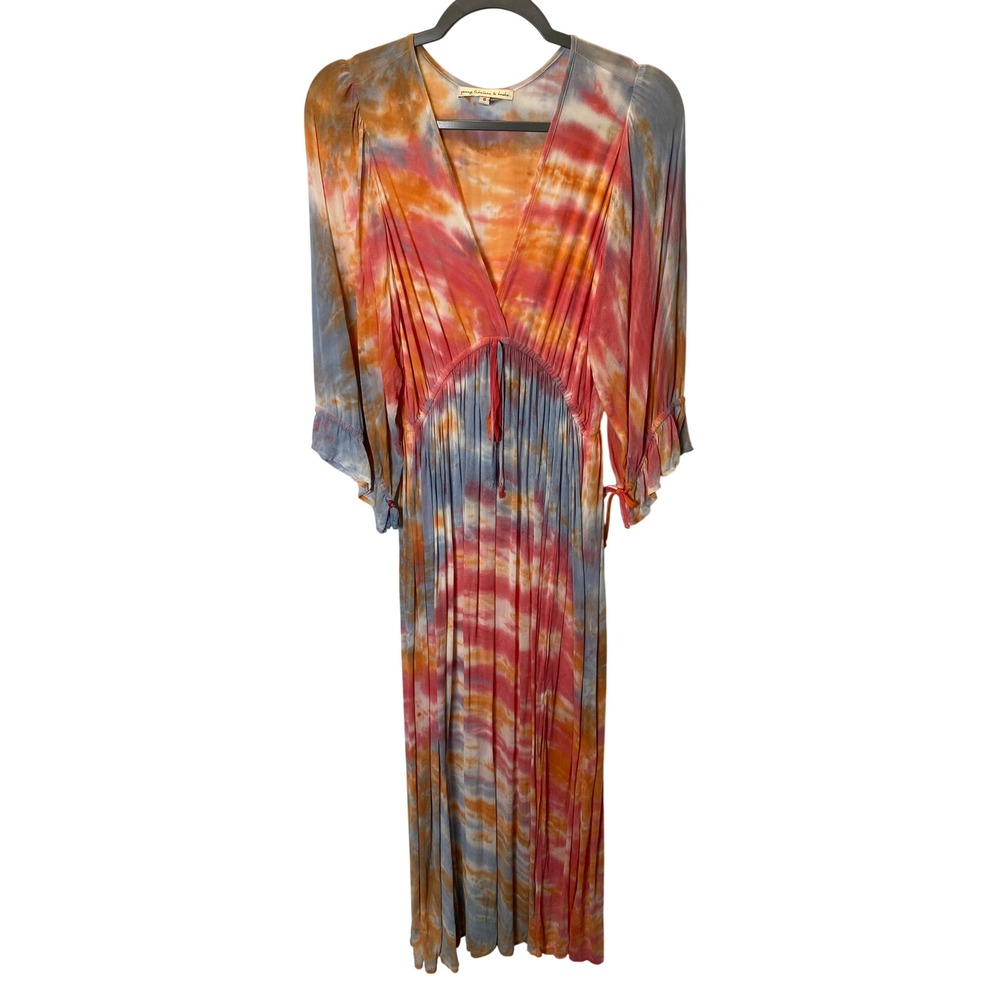 Young Fabulous &‎ Brooke Maxi Dress Women S Multi Tie-Dye Boho Hippie Beach